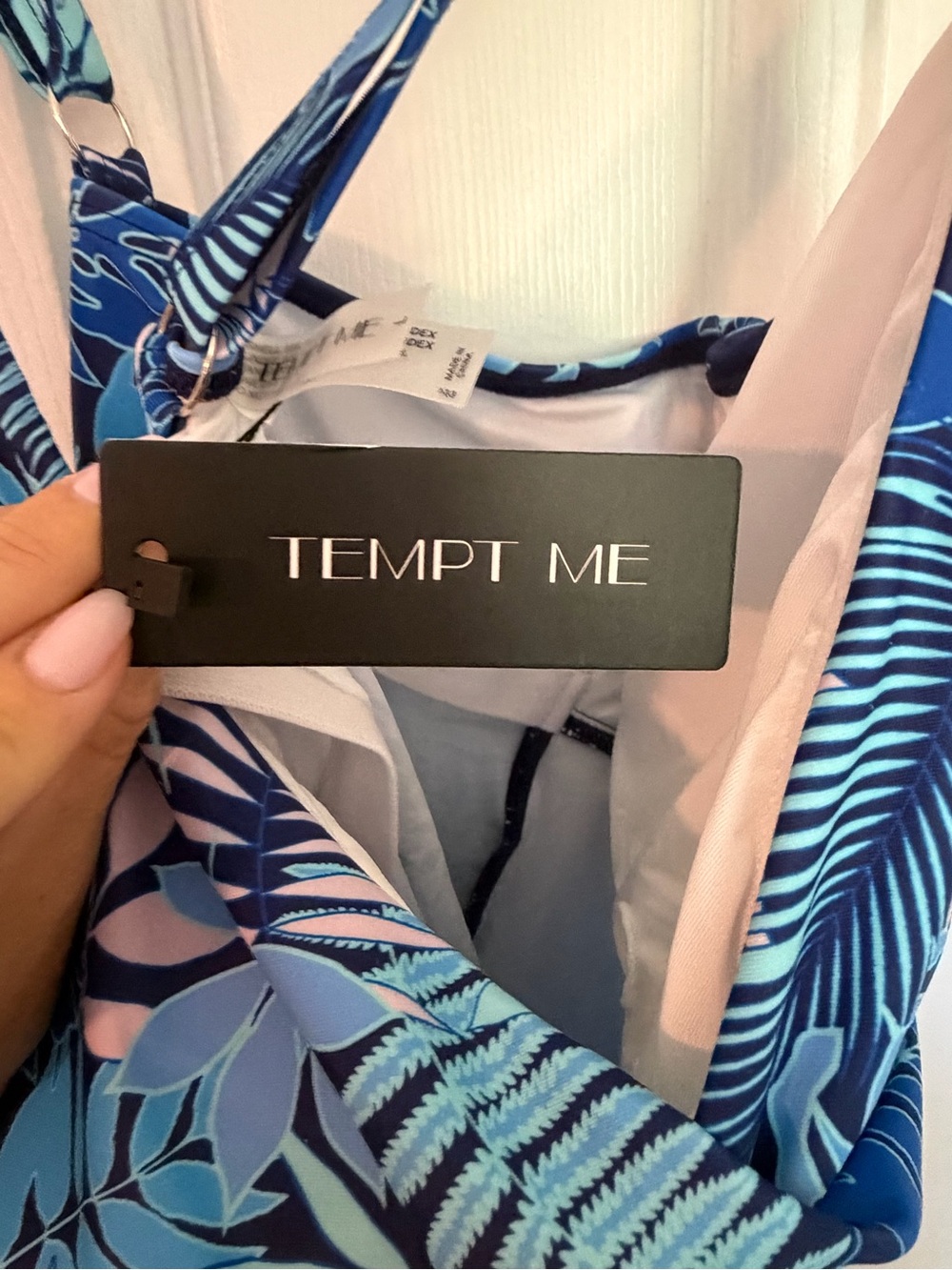 Womens Blue Tropical One-Piece tankini top - Picture 3 of 5